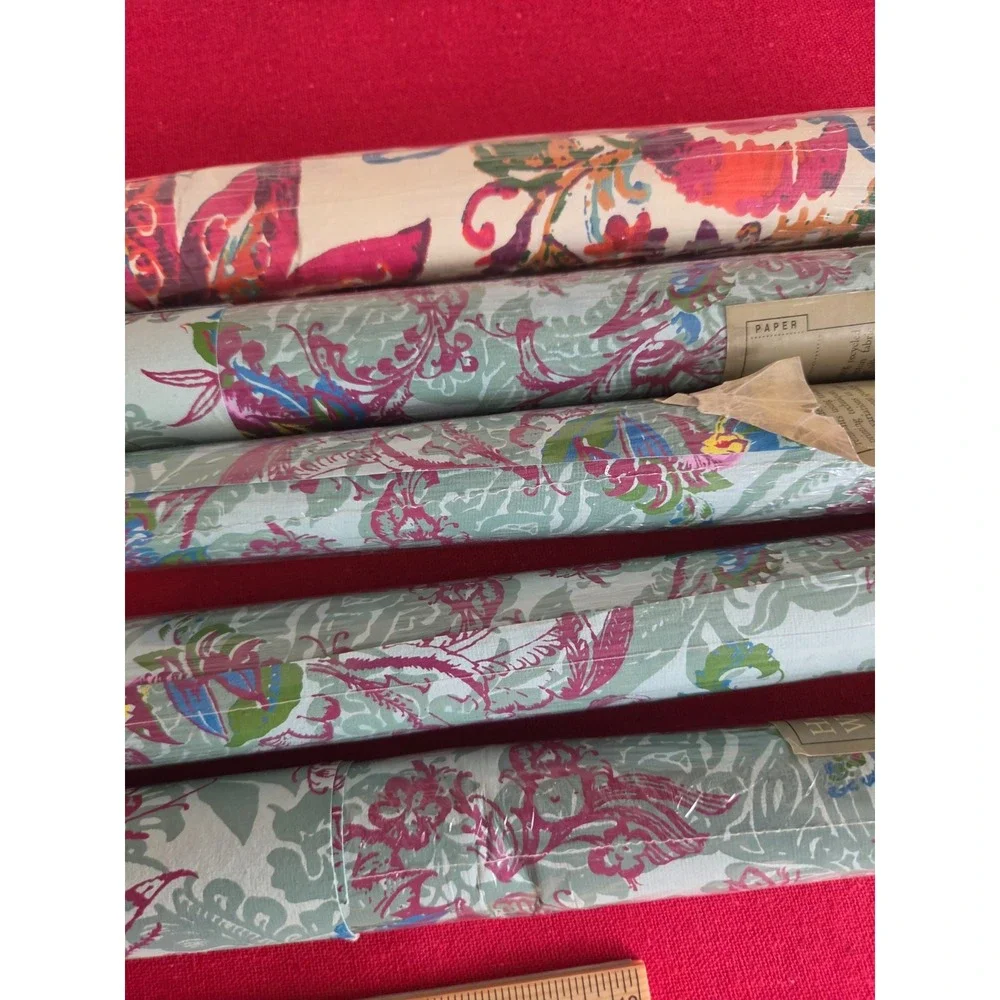 World Market Handmade Wrapping Paper 5 Rolls 21x30 Blue Floral Unique Present
